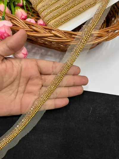 Luxurious Crystal with Pearl Handcrafted Lace - Antique